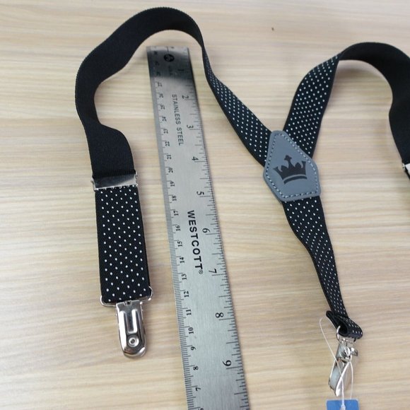 Suspender‎ Boy Black Clip On Y Back Polka Dots Adjustable Strap Stretch Elastic - Picture 5 of 7